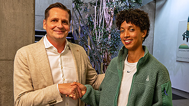 Pressekonferenz bei Sandmaster mit Malaika Mihambo in Wendlingen